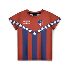 Детская футболка 3D с принтом Atletico Madrid Original #11 , 100% гипоаллергенный полиэфир | прямой крой, круглый вырез горловины, длина до линии бедер, чуть спущенное плечо, ткань немного тянется | атлетико мадрид | полосы | эмблема
