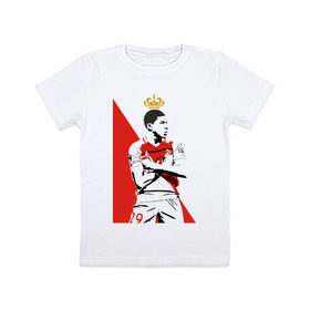Детская футболка хлопок с принтом Kylian Mbappe , 100% хлопок | круглый вырез горловины, полуприлегающий силуэт, длина до линии бедер | kylian mbappe | monaco | килиан мбаппе | монако | футболист
