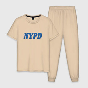 Мужская пижама хлопок с принтом NYPD , 100% хлопок | брюки и футболка прямого кроя, без карманов, на брюках мягкая резинка на поясе и по низу штанин
 | Тематика изображения на принте: new york police department | департамент | нью йорк