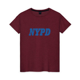 Женская футболка хлопок с принтом NYPD , 100% хлопок | прямой крой, круглый вырез горловины, длина до линии бедер, слегка спущенное плечо | new york police department | департамент | нью йорк