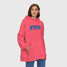 Худи SuperOversize хлопок с принтом NYPD , 70% хлопок, 30% полиэстер, мягкий начес внутри | карман-кенгуру, эластичная резинка на манжетах и по нижней кромке, двухслойный капюшон
 | new york police department | департамент | нью йорк