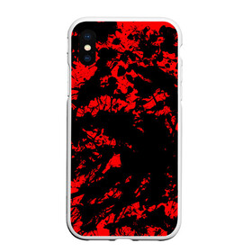 Чехол для iPhone XS Max матовый с принтом Красные краски , Силикон | Область печати: задняя сторона чехла, без боковых панелей | abstraction | абстракция красок | брызги красок | краска | красные краски | потертость красок | разводы красок | черно белый