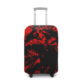 Чехол для чемодана 3D с принтом Красные краски , 86% полиэфир, 14% спандекс | двустороннее нанесение принта, прорези для ручек и колес | abstraction | абстракция красок | брызги красок | краска | красные краски | потертость красок | разводы красок | черно белый