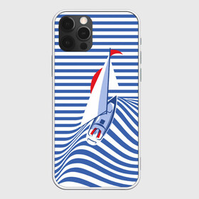 Чехол для iPhone 12 Pro Max с принтом Яхта , Силикон |  | Тематика изображения на принте: flag | joke | prank | sail | sea | stripes | water | waves | yacht vest | вода | волны | море | парус | полосы | прикол | тельняшка | флаг | шутка | яхта