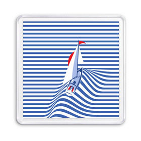 Магнит 55*55 с принтом Яхта , Пластик | Размер: 65*65 мм; Размер печати: 55*55 мм | flag | joke | prank | sail | sea | stripes | water | waves | yacht vest | вода | волны | море | парус | полосы | прикол | тельняшка | флаг | шутка | яхта