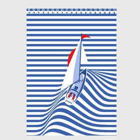 Скетчбук с принтом Яхта , 100% бумага
 | 48 листов, плотность листов — 100 г/м2, плотность картонной обложки — 250 г/м2. Листы скреплены сверху удобной пружинной спиралью | flag | joke | prank | sail | sea | stripes | water | waves | yacht vest | вода | волны | море | парус | полосы | прикол | тельняшка | флаг | шутка | яхта