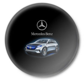 Значок с принтом Mercedes-Benz ,  металл | круглая форма, металлическая застежка в виде булавки | kомпания производитель легковых автомобилей премиального класса | немецкое качество