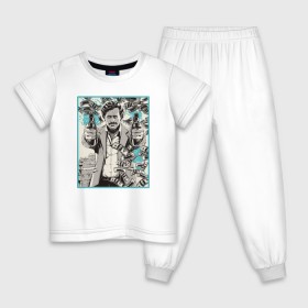 Детская пижама хлопок с принтом Пабло Эскобар , 100% хлопок |  брюки и футболка прямого кроя, без карманов, на брюках мягкая резинка на поясе и по низу штанин
 | narco | доллары | оружие
