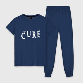 Женская пижама хлопок с принтом The Cure , 100% хлопок | брюки и футболка прямого кроя, без карманов, на брюках мягкая резинка на поясе и по низу штанин | cure | британия | группы | музыка | надпись | роберт смит | роджер одоннелл | рок | саймон гэллап