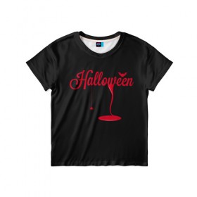 Детская футболка 3D с принтом Кровавый хэллоуин , 100% гипоаллергенный полиэфир | прямой крой, круглый вырез горловины, длина до линии бедер, чуть спущенное плечо, ткань немного тянется | 31 октября | halloween | день святых | праздник | праздник мертвых | тыква | хэллоуин