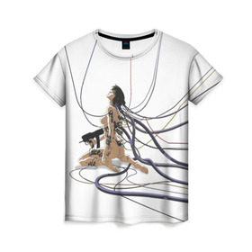 Женская футболка 3D с принтом Ghost in the shell , 100% полиэфир ( синтетическое хлопкоподобное полотно) | прямой крой, круглый вырез горловины, длина до линии бедер | anime | ghost in the shell | motoko | аниме | белый | мотоко | призрак в доспехах