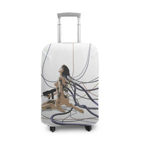 Чехол для чемодана 3D с принтом Ghost in the shell , 86% полиэфир, 14% спандекс | двустороннее нанесение принта, прорези для ручек и колес | anime | ghost in the shell | motoko | аниме | белый | мотоко | призрак в доспехах