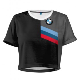 Женская футболка 3D укороченная с принтом BMW Brand Tricolor , 100% полиэстер | круглая горловина, длина футболки до линии талии, рукава с отворотами | bmw | автомобильные | бмв | машины