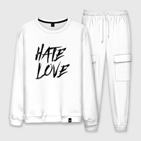 Мужской костюм хлопок с принтом FACE Hate Love , 100% хлопок | на свитшоте круглая горловина, мягкая резинка по низу. Брюки заужены к низу, на них два вида карманов: два “обычных” по бокам и два объемных, с клапанами, расположенные ниже линии бедра. Брюки с мягкой трикотажной резинкой на поясе и по низу штанин. В поясе для дополнительного комфорта — широкие завязки | face | hate | hatelove | rap | рэп | рэпер | фейс | фэйс