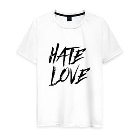 Мужская футболка хлопок с принтом FACE Hate Love , 100% хлопок | прямой крой, круглый вырез горловины, длина до линии бедер, слегка спущенное плечо. | Тематика изображения на принте: face | hate | hatelove | rap | рэп | рэпер | фейс | фэйс