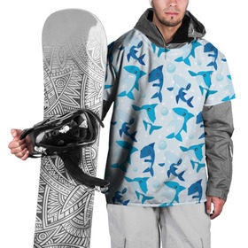 Накидка на куртку 3D с принтом Акулы , 100% полиэстер |  | shark | акула | вода | море | океан | пузыри | рыба | рыбалка