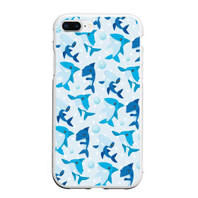 Чехол для iPhone 7Plus/8 Plus матовый с принтом Акулы , Силикон | Область печати: задняя сторона чехла, без боковых панелей | shark | акула | вода | море | океан | пузыри | рыба | рыбалка