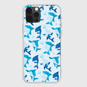 Чехол для iPhone 12 Pro Max с принтом Акулы , Силикон |  | shark | акула | вода | море | океан | пузыри | рыба | рыбалка
