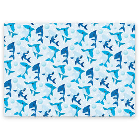 Поздравительная открытка с принтом Акулы , 100% бумага | плотность бумаги 280 г/м2, матовая, на обратной стороне линовка и место для марки
 | shark | акула | вода | море | океан | пузыри | рыба | рыбалка