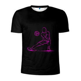 Мужская футболка 3D спортивная с принтом Volleyball in neon , 100% полиэстер с улучшенными характеристиками | приталенный силуэт, круглая горловина, широкие плечи, сужается к линии бедра | athletic sports | athletics | sport | volleybal | weightlifting | атлетика | волейбол | спорт