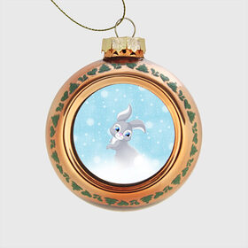 Стеклянный ёлочный шар с принтом Зайка , Стекло | Диаметр: 80 мм | christmas | new year | дед мороз | заяц | зима | клаус | метель | мороз | новый год | рождество | санта | снег