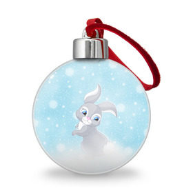 Ёлочный шар с принтом Зайка , Пластик | Диаметр: 77 мм | christmas | new year | дед мороз | заяц | зима | клаус | метель | мороз | новый год | рождество | санта | снег