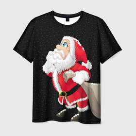 Мужская футболка 3D с принтом Санта , 100% полиэфир | прямой крой, круглый вырез горловины, длина до линии бедер | christmas | new year | дед мороз | елка | зима | клаус | метель | мороз | новый год | праздник | рождество | санта | снег | снеговик | снегурочка