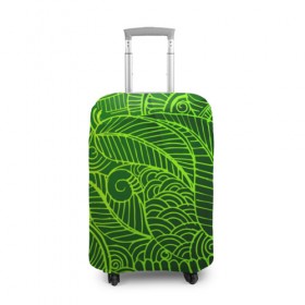 Чехол для чемодана 3D с принтом зеленые узоры , 86% полиэфир, 14% спандекс | двустороннее нанесение принта, прорези для ручек и колес | green | абстракция | арт | восток | геометрия | зелень | индия | орнамент | роспись | узоры | цветы