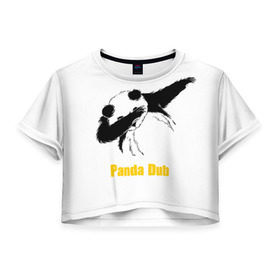 Женская футболка 3D укороченная с принтом Panda dub , 100% полиэстер | круглая горловина, длина футболки до линии талии, рукава с отворотами | dab | dance | dub | movement | panda | движение | панда | танец