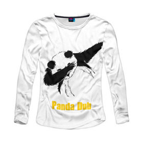 Женский лонгслив 3D с принтом Panda dub , 100% полиэстер | длинные рукава, круглый вырез горловины, полуприлегающий силуэт | dab | dance | dub | movement | panda | движение | панда | танец