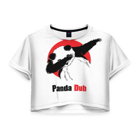 Женская футболка 3D укороченная с принтом Panda dub , 100% полиэстер | круглая горловина, длина футболки до линии талии, рукава с отворотами | dab | dance | dub | movement | panda | движение | панда | танец