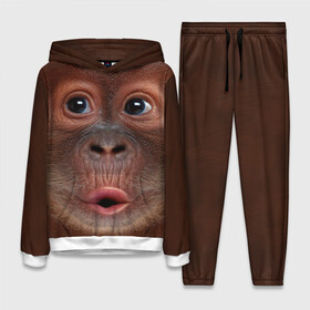 Женский костюм 3D (с толстовкой) с принтом Орангутанг BigFace ,  |  | bigface | глаза | голова | животные | лицо | обезьяна | орангутанг | рот