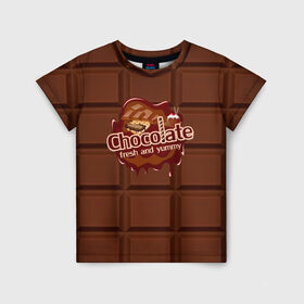 Детская футболка 3D с принтом Chocolate , 100% гипоаллергенный полиэфир | прямой крой, круглый вырез горловины, длина до линии бедер, чуть спущенное плечо, ткань немного тянется | chocolate | fresh | еда | плитка | сладости | шоколад