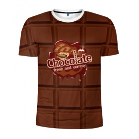 Мужская футболка 3D спортивная с принтом Chocolate , 100% полиэстер с улучшенными характеристиками | приталенный силуэт, круглая горловина, широкие плечи, сужается к линии бедра | chocolate | fresh | еда | плитка | сладости | шоколад
