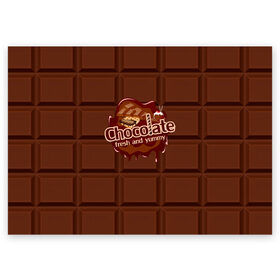 Поздравительная открытка с принтом Chocolate , 100% бумага | плотность бумаги 280 г/м2, матовая, на обратной стороне линовка и место для марки
 | chocolate | fresh | еда | плитка | сладости | шоколад