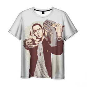Мужская футболка 3D с принтом Eminem Art , 100% полиэфир | прямой крой, круглый вырез горловины, длина до линии бедер | art | eminem | hip hop | rap | rap god | арт | брюс | бумбокс | маршалл | мэтерс | рэп | хим хоп | эминем