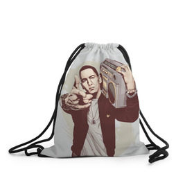 Рюкзак-мешок 3D с принтом Eminem Art , 100% полиэстер | плотность ткани — 200 г/м2, размер — 35 х 45 см; лямки — толстые шнурки, застежка на шнуровке, без карманов и подкладки | art | eminem | hip hop | rap | rap god | арт | брюс | бумбокс | маршалл | мэтерс | рэп | хим хоп | эминем