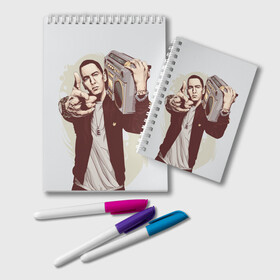 Блокнот с принтом Eminem Art , 100% бумага | 48 листов, плотность листов — 60 г/м2, плотность картонной обложки — 250 г/м2. Листы скреплены удобной пружинной спиралью. Цвет линий — светло-серый
 | Тематика изображения на принте: art | eminem | hip hop | rap | rap god | арт | брюс | бумбокс | маршалл | мэтерс | рэп | хим хоп | эминем