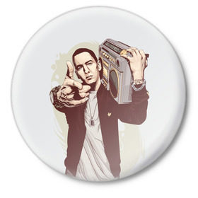 Значок с принтом Eminem Art ,  металл | круглая форма, металлическая застежка в виде булавки | Тематика изображения на принте: art | eminem | hip hop | rap | rap god | арт | брюс | бумбокс | маршалл | мэтерс | рэп | хим хоп | эминем