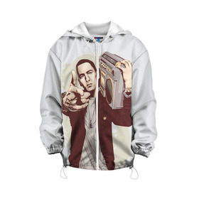 Детская куртка 3D с принтом Eminem Art , 100% полиэстер | застежка — молния, подол и капюшон оформлены резинкой с фиксаторами, по бокам — два кармана без застежек, один потайной карман на груди, плотность верхнего слоя — 90 г/м2; плотность флисового подклада — 260 г/м2 | art | eminem | hip hop | rap | rap god | арт | брюс | бумбокс | маршалл | мэтерс | рэп | хим хоп | эминем