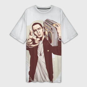 Платье-футболка 3D с принтом Eminem Art ,  |  | art | eminem | hip hop | rap | rap god | арт | брюс | бумбокс | маршалл | мэтерс | рэп | хим хоп | эминем