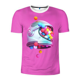 Мужская футболка 3D спортивная с принтом Colorful balls , 100% полиэстер с улучшенными характеристиками | приталенный силуэт, круглая горловина, широкие плечи, сужается к линии бедра | Тематика изображения на принте: balls | colorful | helmet | pink | колорит | космонавт | космос | розовый | скафандр | цвет | шарики | шары | шлем