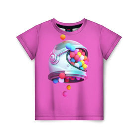 Детская футболка 3D с принтом Colorful balls , 100% гипоаллергенный полиэфир | прямой крой, круглый вырез горловины, длина до линии бедер, чуть спущенное плечо, ткань немного тянется | balls | colorful | helmet | pink | колорит | космонавт | космос | розовый | скафандр | цвет | шарики | шары | шлем