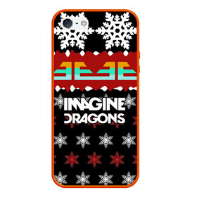 Чехол для iPhone 5/5S матовый с принтом Праздничный Imagine Dragons , Силикон | Область печати: задняя сторона чехла, без боковых панелей | альтернативный | американская | группа | драгонс | имеджин | инди | индирок | новогодний | поп | рождество | рок | свитер | электроник