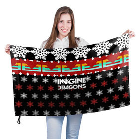 Флаг 3D с принтом Праздничный Imagine Dragons , 100% полиэстер | плотность ткани — 95 г/м2, размер — 67 х 109 см. Принт наносится с одной стороны | альтернативный | американская | группа | драгонс | имеджин | инди | индирок | новогодний | поп | рождество | рок | свитер | электроник