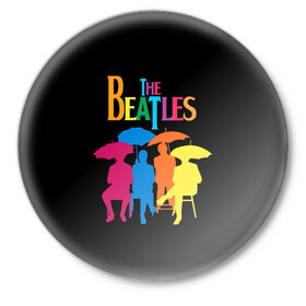 Значок с принтом The beatles ,  металл | круглая форма, металлическая застежка в виде булавки | british | rock | the beatles