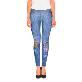 Леггинсы 3D с принтом Рваные джинсы , 80% полиэстер, 20% эластан | Эластичный пояс, зауженные к низу, низкая посадка | allj | eldzhey | sayonaraboy | алексей узенюк | рэпер | хип хоп | элджей
