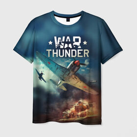 Мужская футболка 3D с принтом Гром войны , 100% полиэфир | прямой крой, круглый вырез горловины, длина до линии бедер | Тематика изображения на принте: war thunder | гром войны