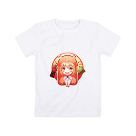 Детская футболка хлопок с принтом Умару Дома , 100% хлопок | круглый вырез горловины, полуприлегающий силуэт, длина до линии бедер | anime | chibi | himouto umaru chan | аниме | умару дома | чиби