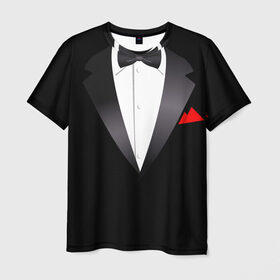 Мужская футболка 3D с принтом Смокинг , 100% полиэфир | прямой крой, круглый вырез горловины, длина до линии бедер | жених | муж | свадьба | смокинг | смокинг для жениха